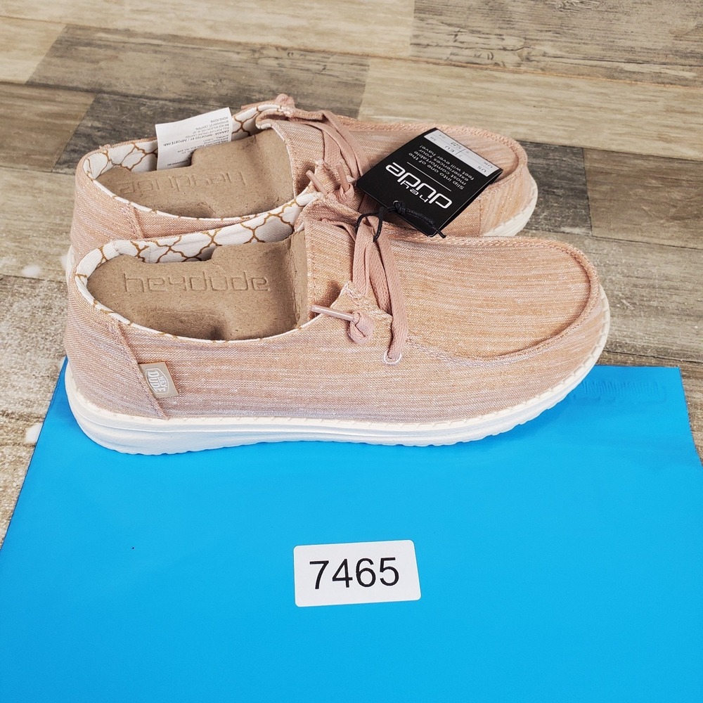 Hey Dude Wendy Sparkling Womens Loafers Sz 7 Rose Gold Comfort Lace Up Low Top - Picture 12 of 12
